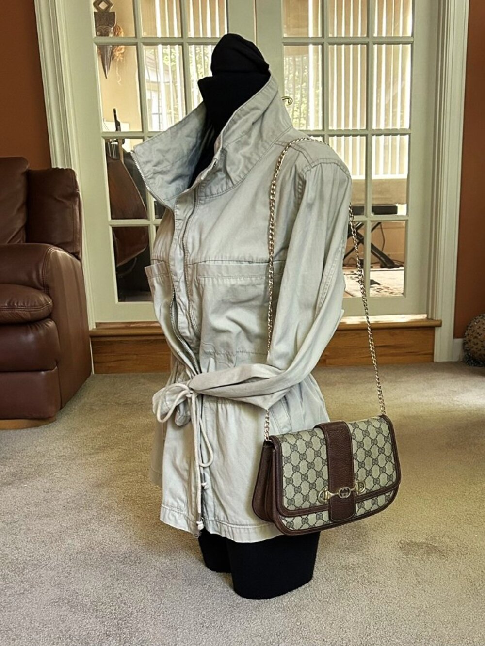 GUCCI GG Horsebit Clutch Shoulder Bag, Brown - Picture 2 of 13